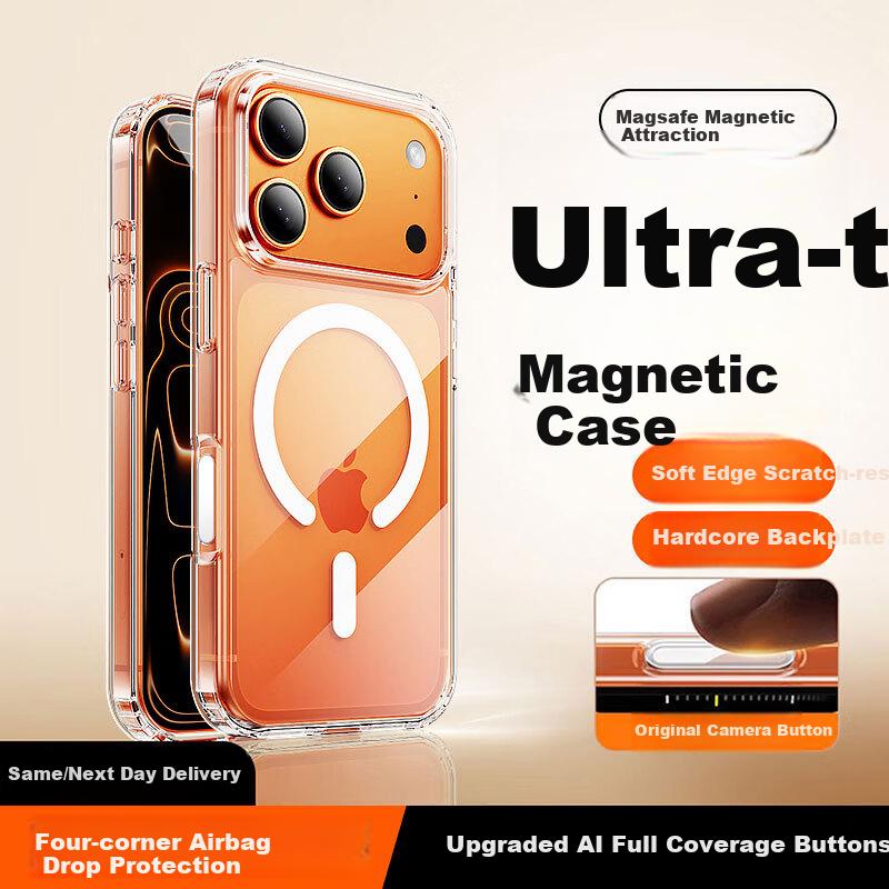 XYI Ai Camera Button Full Coverage Case for iPhone 17 Pro Max, Magnetic MagSafe Ultra-Thin Transparent Shockproof Cover