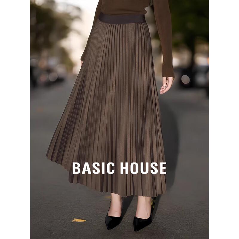 Basic House Vintage Pleated High-Waist A-line Skirt L