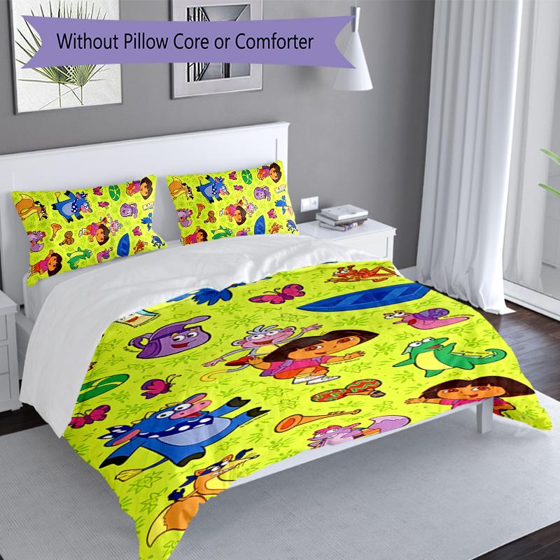 3pcs D-Doras The Explorer Pattern Bedding Set Duvet Cover Set Includes Duvet Cover &pillowcases, Perfect All Season Bedroom Decoration & Gift