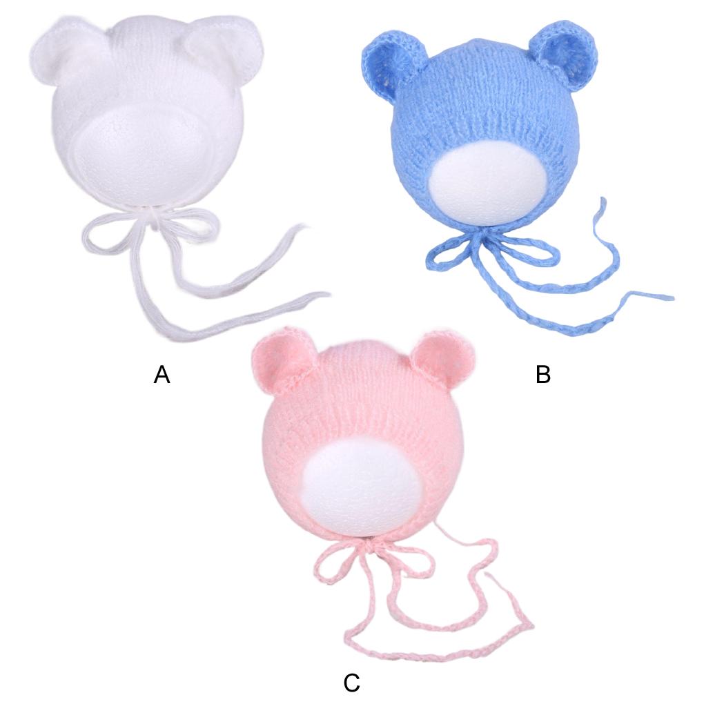 Soft Baby Beanie With Bear Ears For Newborn Photography Props Elastic Comfort Baby Photography Props