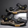 Men's Outdoor Top Layer Leather Large Size Beach Sandals Summer Casual Men's Vacation Beach Shoes Fashion Outdoor Non-Slip Beach Sandals