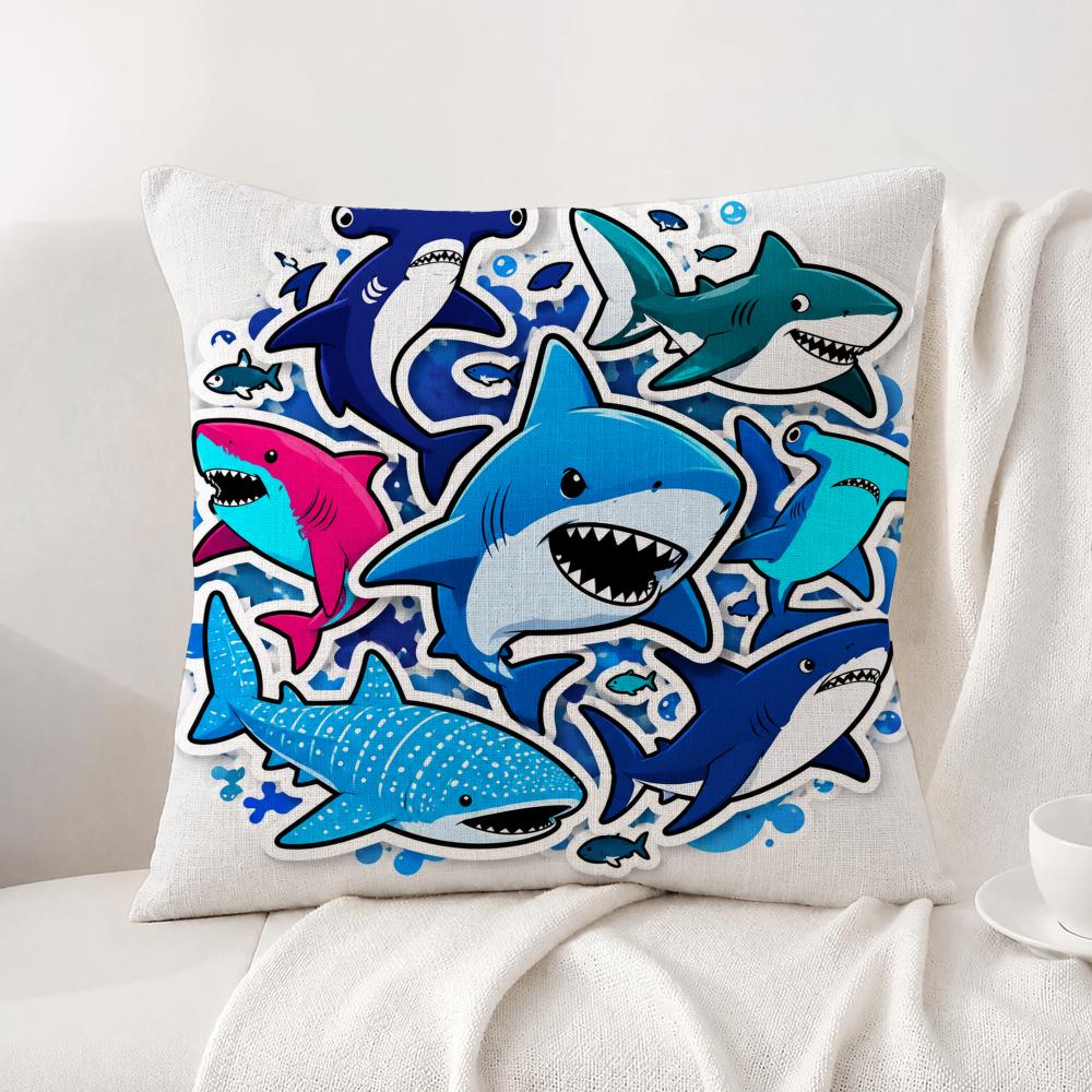 Animal Whale Shark Cushion Cover Natural Linen Pillowcase Set AllinOne Decor Cushion Cover for Sofa Bedroom Chair