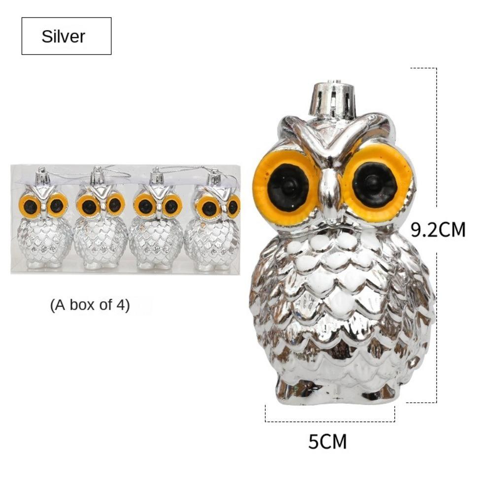 

4 шт./коробка Гальванизированные коробки для рождественских подарков в виде совы Подвеска DIY Поделки Расписные рождественские украшения серебряный