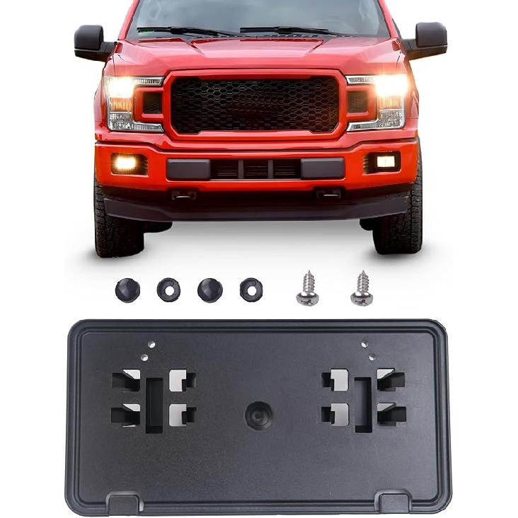 Front Bumper License Plate Brackets Holder Mounting For 2018   Ford F-150 Replacement For JL3Z17A385AA FO1068180 (May Not Fully Fit Your Model. See