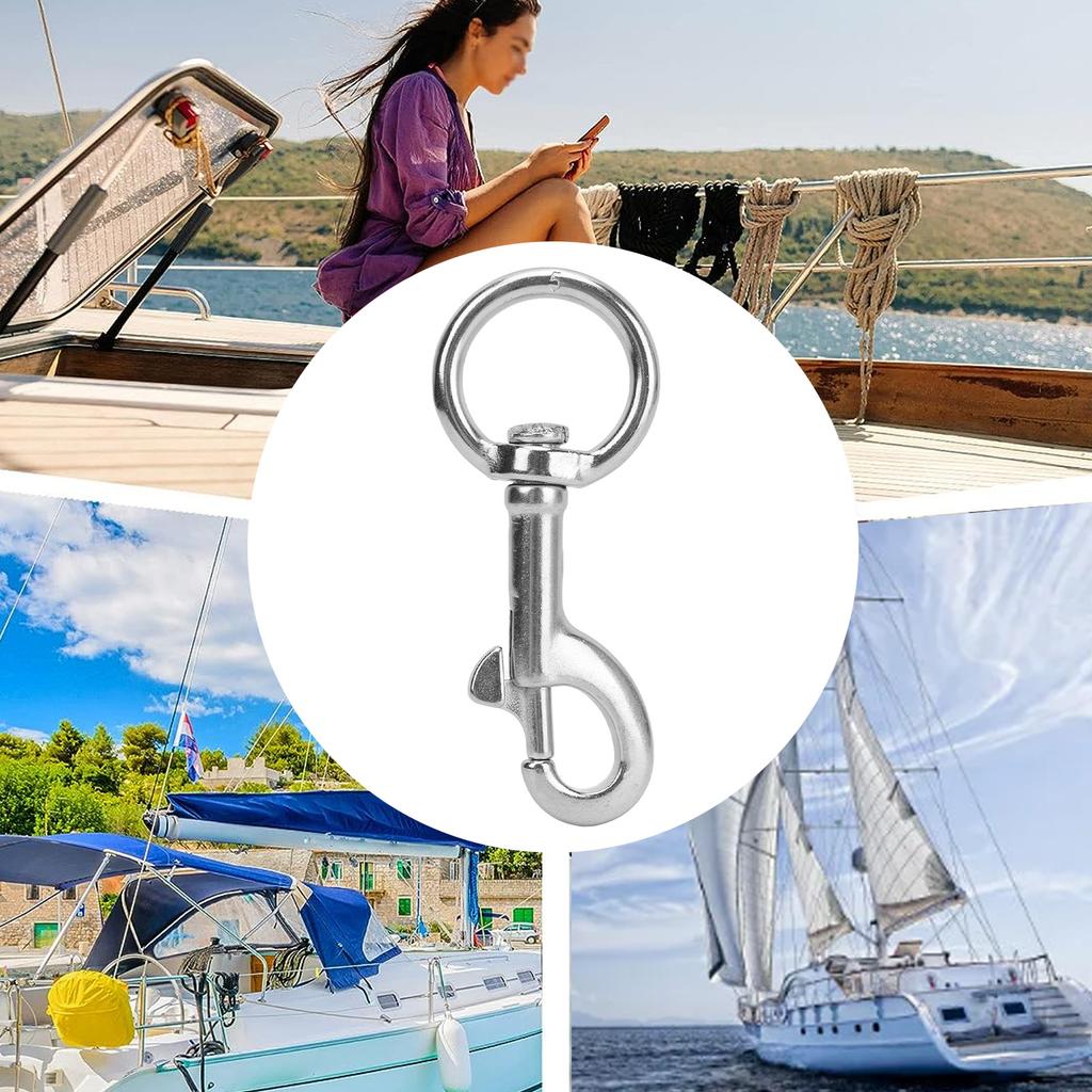 4PCS Swivel Eye Bolt Snap Hook 316 Stainless Steel Marine Grade Scuba Diving Clip for Ship 5#