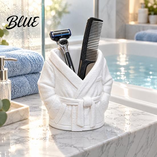 Cosmetic Tool Holder Bathroom Countertop Storage Box Makeup Brush with 3D Printed Hollow Accessory Container Bathrobe Design PLA Waterproof