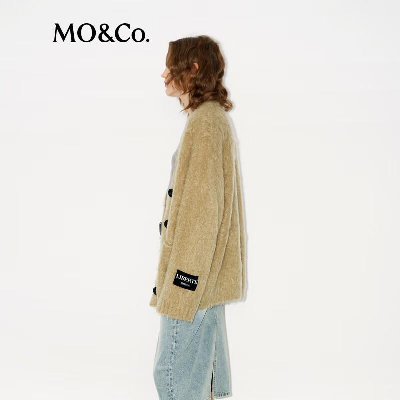 MO&Co. Women's V-Neck Mohair Blend Knit Cardigan