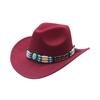 European and American New Spring, Autumn and Winter Western Cowboy Hat Woolen Fashion Big Eaves Men's and Women's Tibetan Jazz Hat