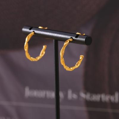 New C-type Twist Earrings Wind Simple Design Stainless Steel Plated 18k Gold Trendy Jewelry Women