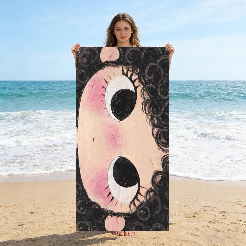 1pc Cartoon Anime Girl Beach Towel Large Quick-drying Towel Suitable for Beach Yoga Pool Gym Sport Towel Summer Gift for Friends