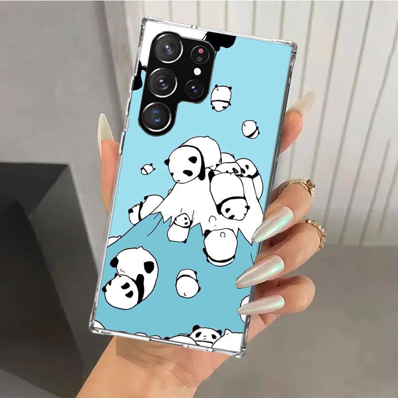 Cartoon Cute Panda Bear Phone Case for Samsung Galaxy S26 S24 S23 Ultra S25 Edge S22 S21 Plus S20 FE + Soft Print Shell Funda Ga