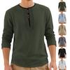 American Heavy-duty Retro Cotton and Linen Casual Long-sleeved Annual Temu New European and American Trendy Brand Linen Henry Shirt