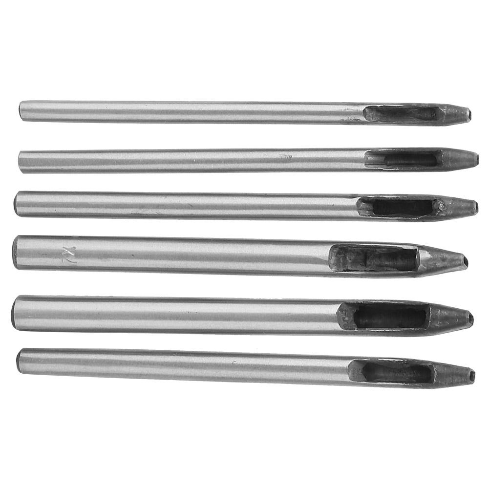 6Pcs 2mm Leather Craft Hole Punch Set Oval Shape Hole Belt Watch Band DIY Punching Tool Puncher