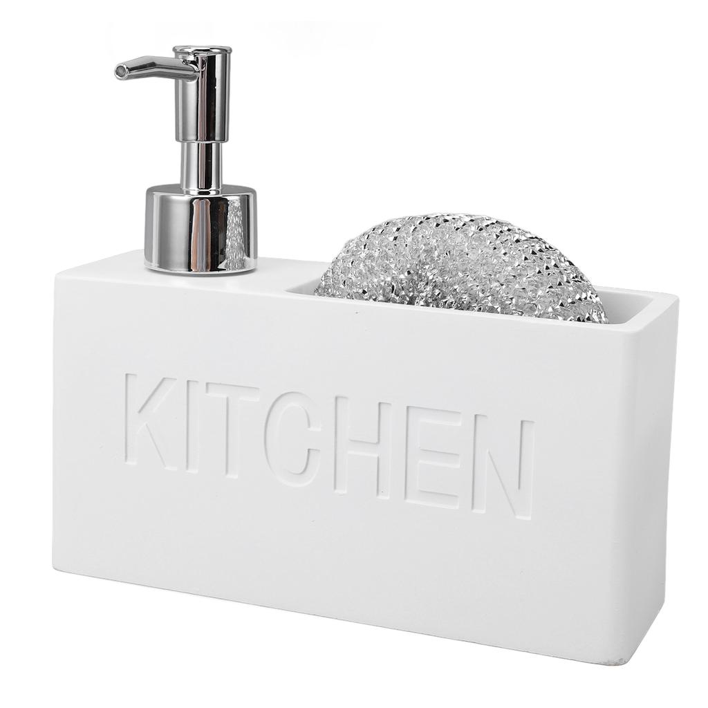 Kitchen Soap Dispenser with Sponge Holder Press Type Dish Soap Dispenser Pump Bottle with Steel