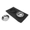 Pet Bowl Silicone AntiSlip Foldable Water Dish Feeding Dual Bowl for Small Medium Dogs Cats(Black )