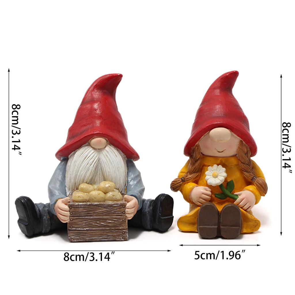 Couple Gnome Statue 2pcs/Set for Outdoor Backyard Lawn Patio Decorative Ornament Creative Resin Dwarf Decor Non Fading