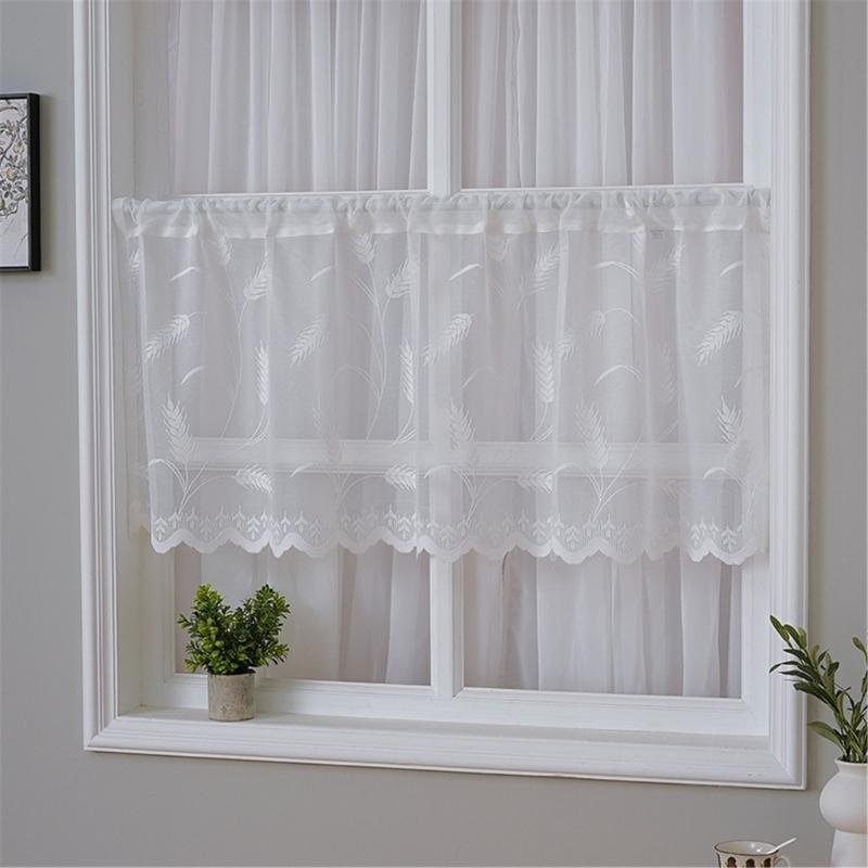 Breathable Sheer White Curtains for Window Stylish Lace Designs Kitchen Dining Decoration