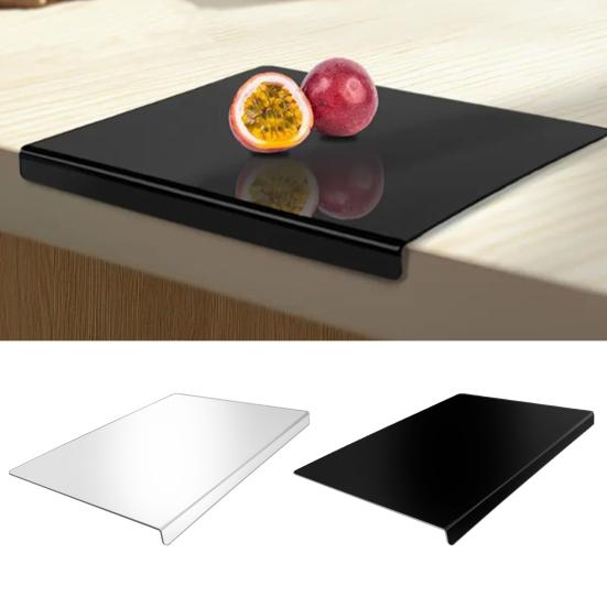Acrylic Cutting Board with Counter Lip 16x12 Inch Non-Slip Clear Kitchen Chopping Boards for Countertop Protector Apartment Essentials