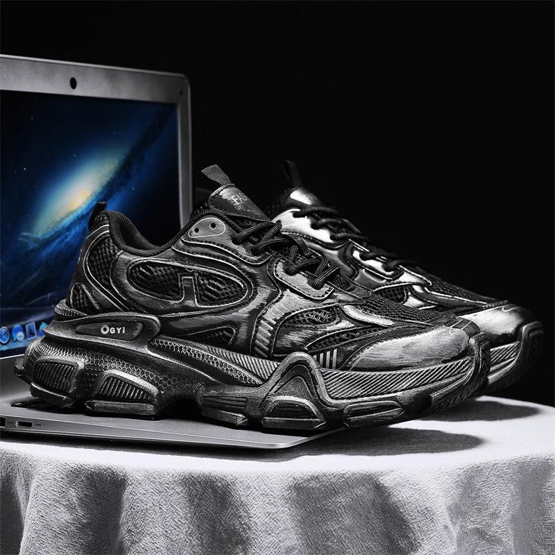 

Men s shoes 2025 summer new fashion platform cushioning casual sports shoes mesh breathable men s comfortable dad shoes 39 чёрный