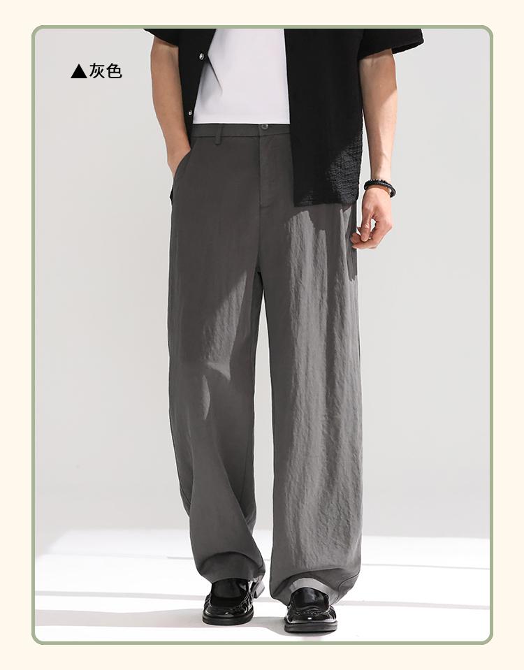[Lyocell&Linen] Men's Casual Pants Spring New Solid Color Straight Tube Breathable Sweating Commuter Pants