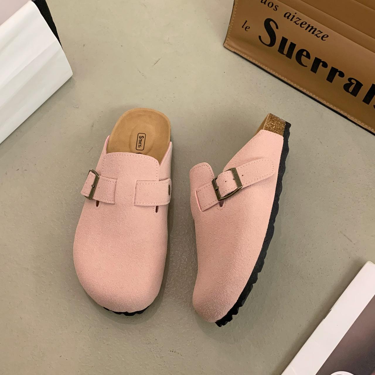 

Casual simple platform Birkenstocks women s spring lightweight bag head Birkenstocks slippers 39 рожевий