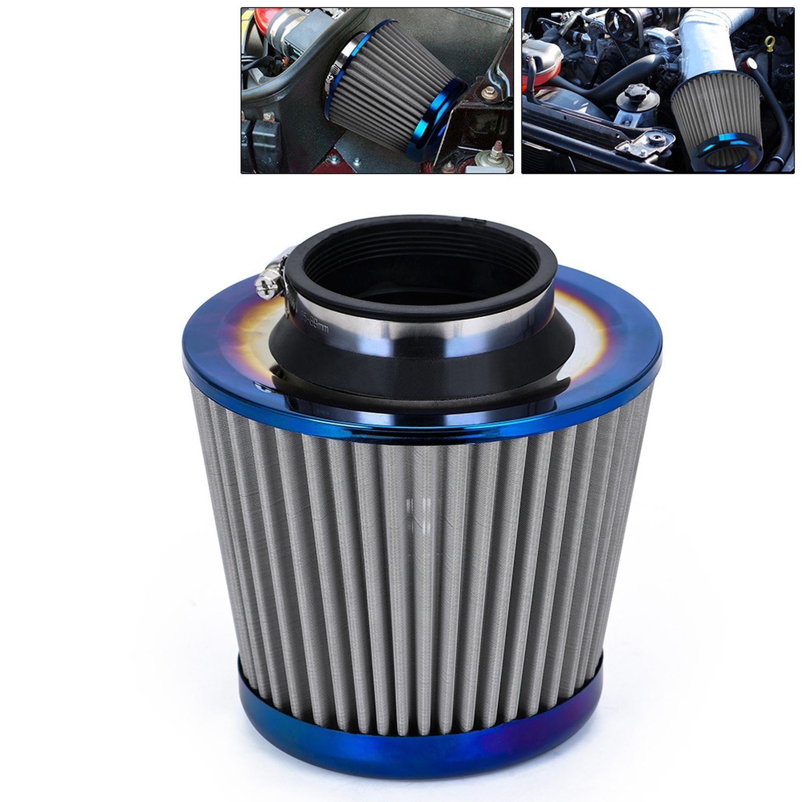 

Blue 3 76mm Power Intake High Cold Intake Filter Cleaner Racing Car Filter Universal AIT27 One Size