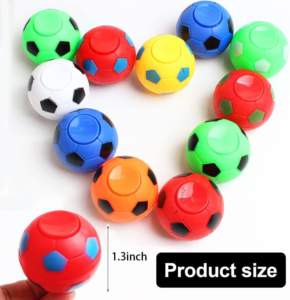 Pcs 12 Mini Soccer Ball Fidget Spinners Toys Rotatable Finger Stress Balls Party Favors Goodie Bag Stuffers Classroom Prizes