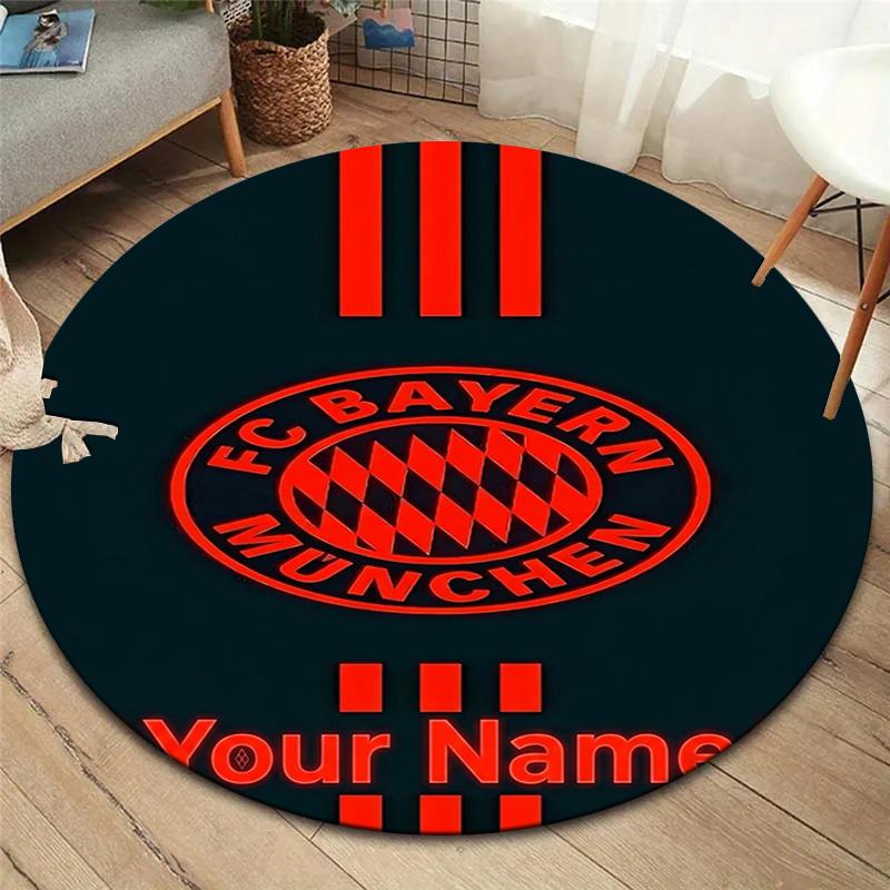Bayern Munich Fan Gear Custom Name Round Area Rug Carpet Rug For Living Room Bedroom Sofa Playroom Decor Nonslip Floor Mat