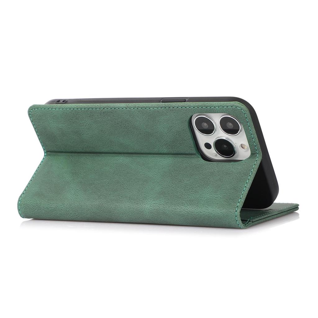 iPhone 17 Pro Max Magnetic Leather Flip Case in Pure Black