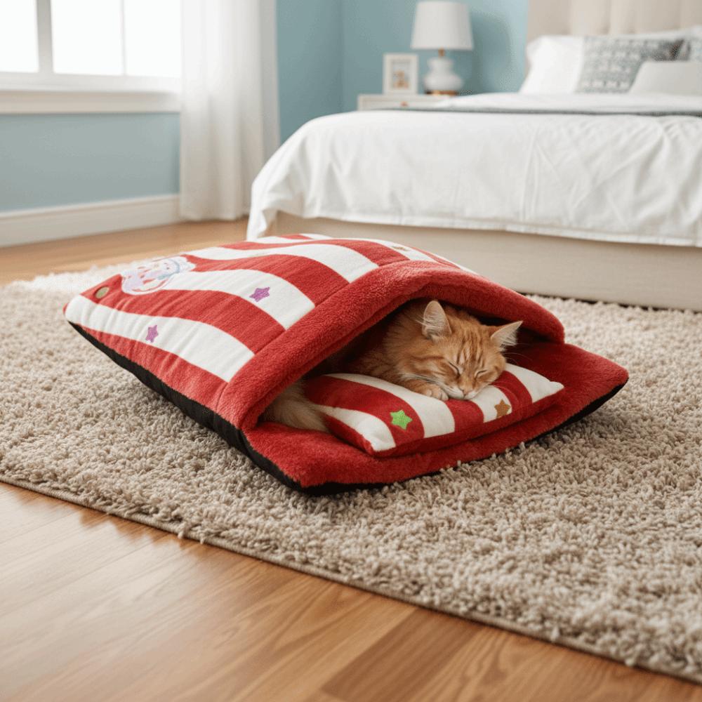 Thickened Cat Nest Bed Warm Pet Tunnel Bag Pet Accessories Cozy Cave Mat Indoor