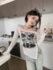 Chic Hollow Off-Shoulder Long-Sleeve Sun Protection Top for Women - Slim Fit, Flattering Early Autumn Style