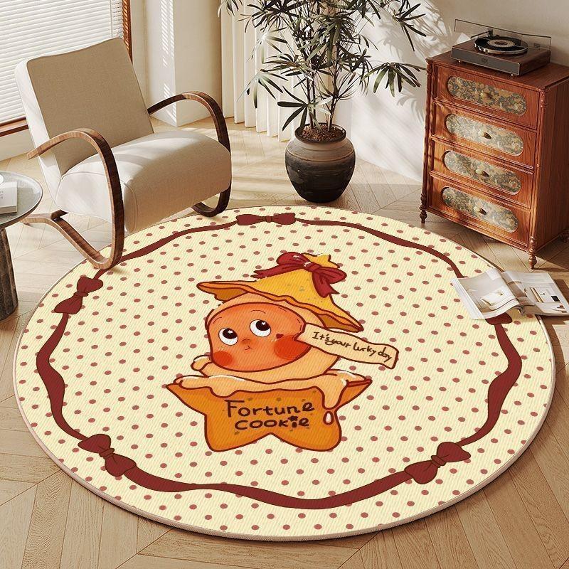 

Cute Character Print Pattern Round Carpet Soft Non-slip and Wear-resistant Decoration for Living Room Bathroom and Study Room 40x40cm