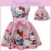 Ärmelloses Kleid mit Hello Kitty Cartoon-Print und Rüschendetails für das Frühlings-Verkleiden