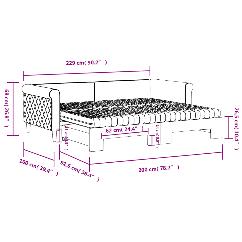 Pull Out Daybed with Mattresses Light Grey 90x200 cm Velvet