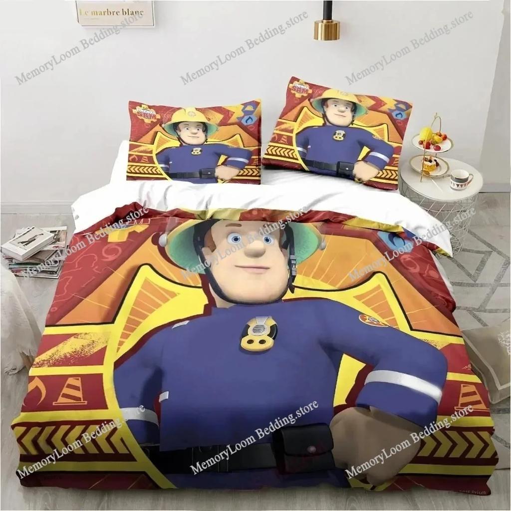 3D Cartoon Fireman Sam Toys Duvet Cover Set Comfortable and Warm Bedding Set for Decorating Your Bedroom and Enhancing Home Life