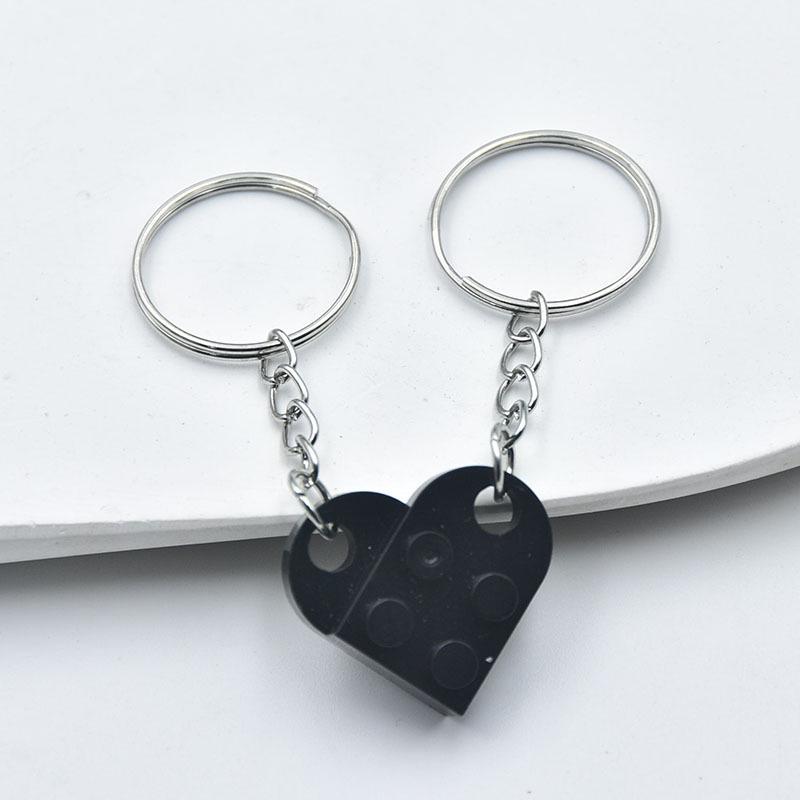 Colorful Heart Building Block Keychain - Creative DIY Pendant Ornament