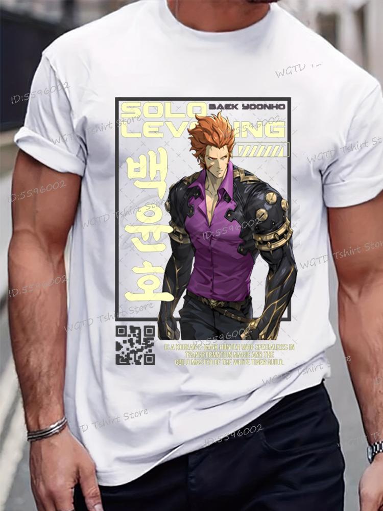 Anime Solo Leveling Tričko Vtipná grafika Sung Jin-Woo Pánské oblečení Krátký rukáv O-výstřih Topy Komiks Solo Leveling Bílá trička