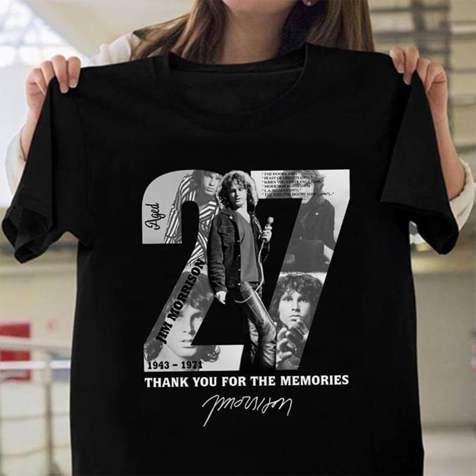 Jim Morrison 27 Years Of Thank You For The Memories T-Shirt Black Unisex T-Shirt XXL