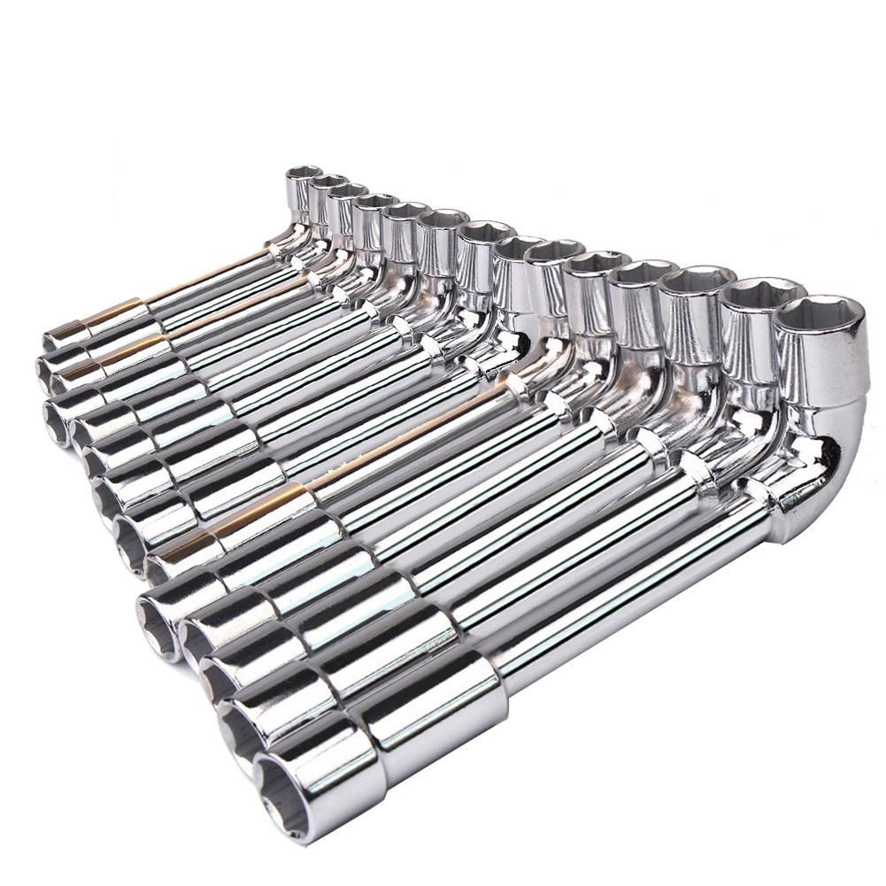 Cheie tubulară cu cap dublu din oțel crom vanadiu, capăt perforat pentru șuruburi lungi