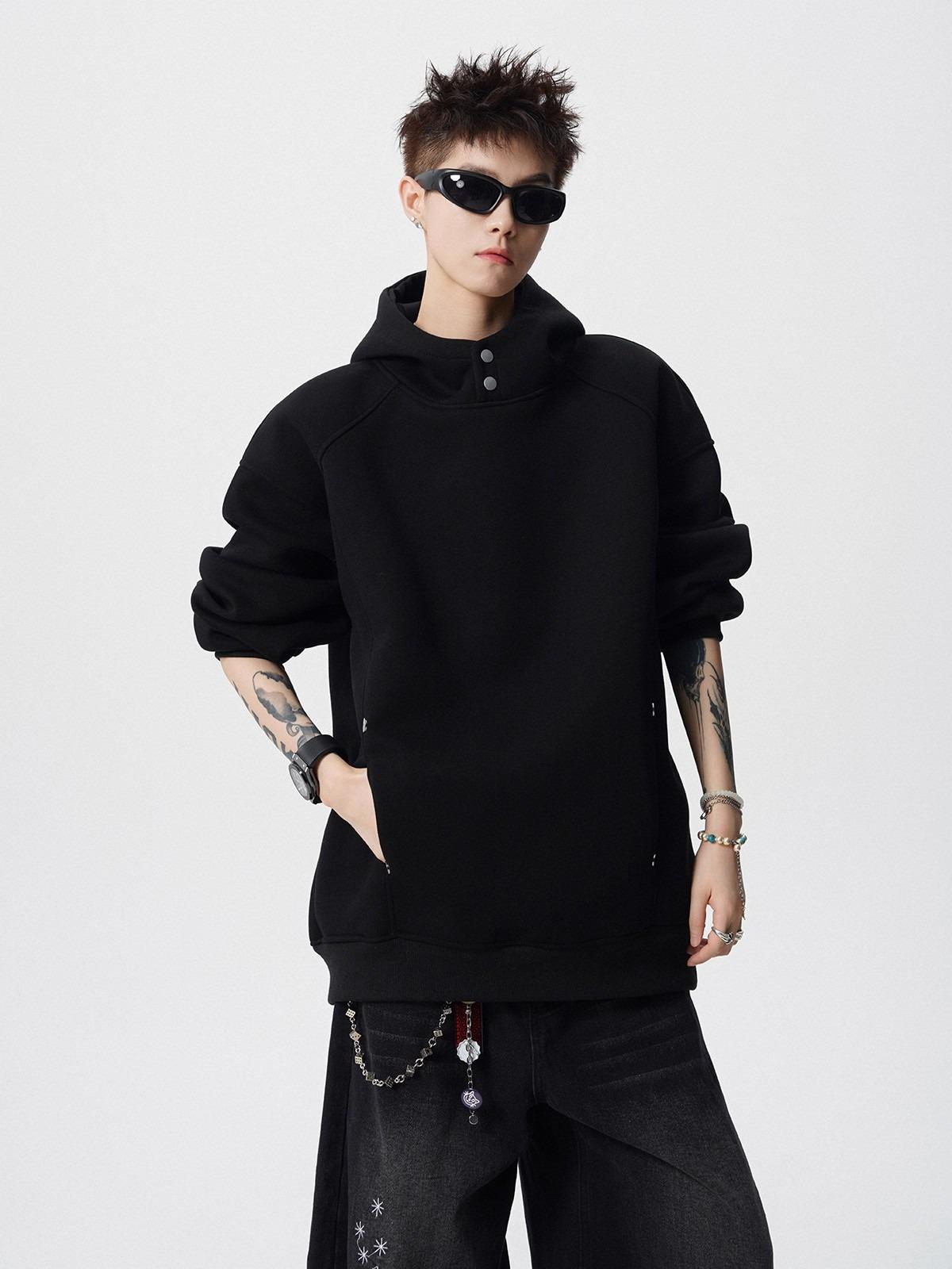 Men s Gray Deconstructed Oversized Hoodie - Heavyweight, Split Design, Casual Autumn Sportswear Large