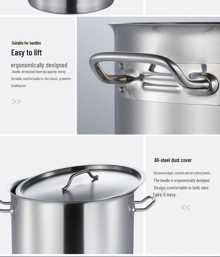 Premium Thickened Stainless Steel Stockpot with Compound Bottom, Sandblasted Finish for Commercial Use