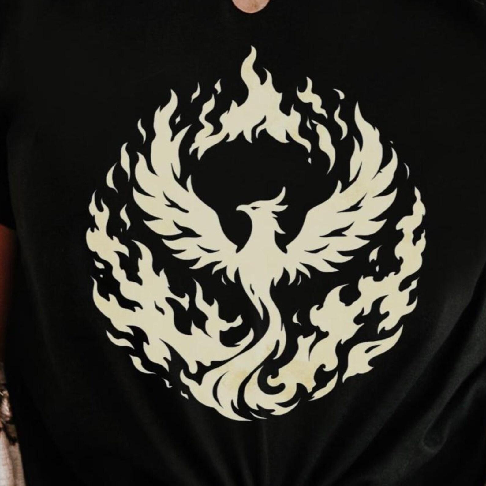 Phoenix Rising Shirt | Mythical Firebird Graphic Tee | Rebirth Symbol Fantasy Apparel S