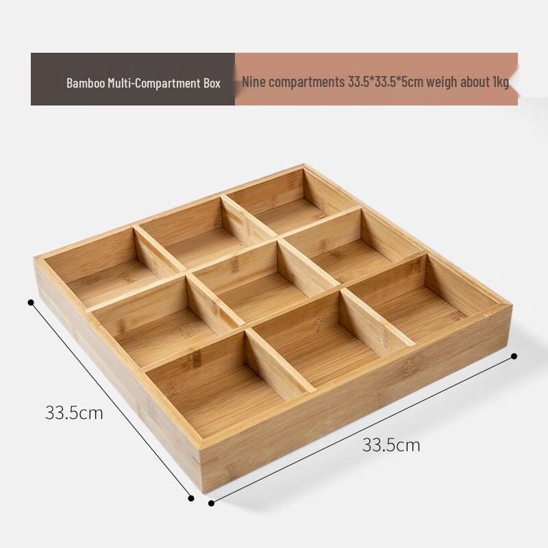 Square Bamboo 9-Grid Food Platter