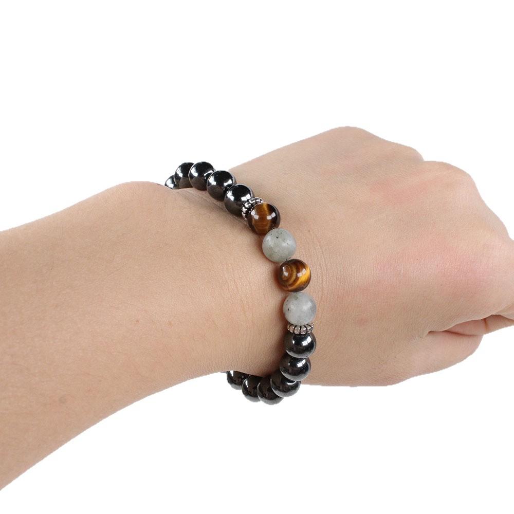 Black Hematite Tiger Eye Gray Stone Beaded Bracelet Minimalist Fashion Jewelry for Men Women Daily Wear Gift