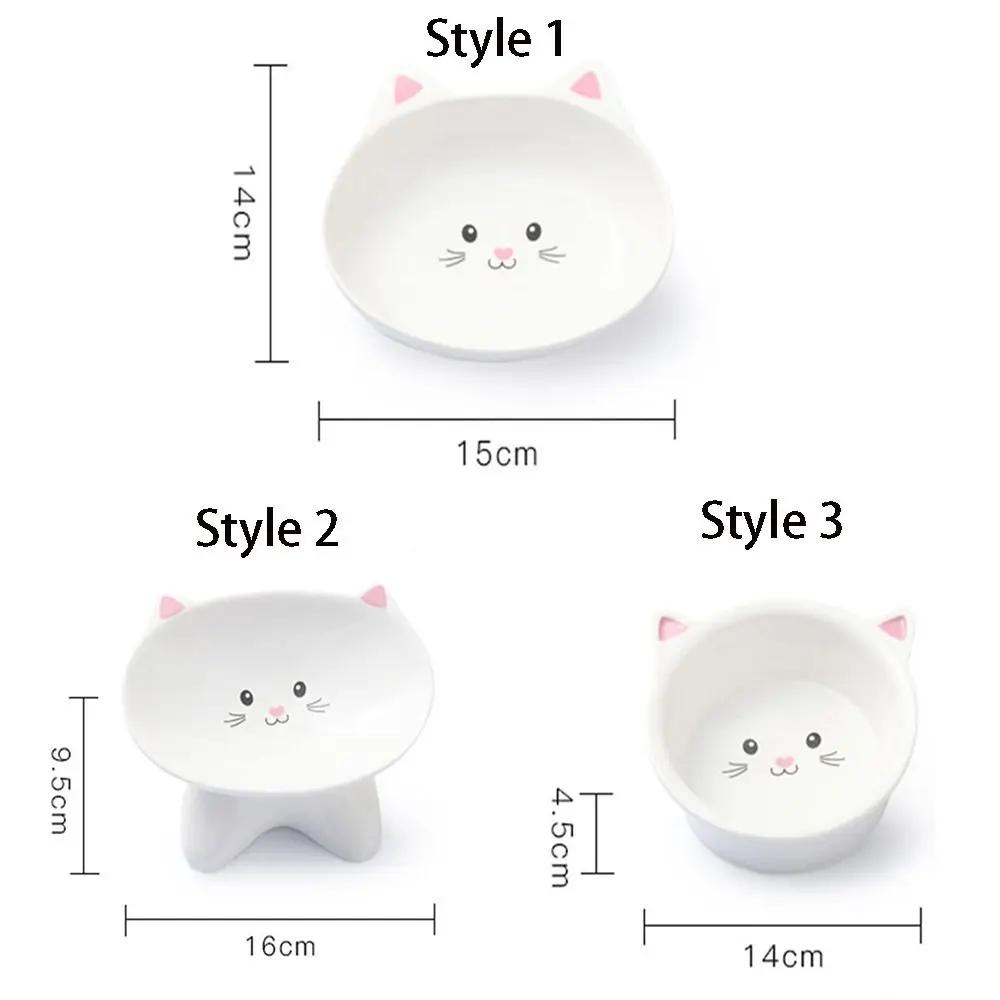 Pet Supplies Ceramic Cat Bowl Creative Cute Dog Food Feeding Basin Multi-use Slanted Mouth Pet High Foot Bowl Kitten Puppy