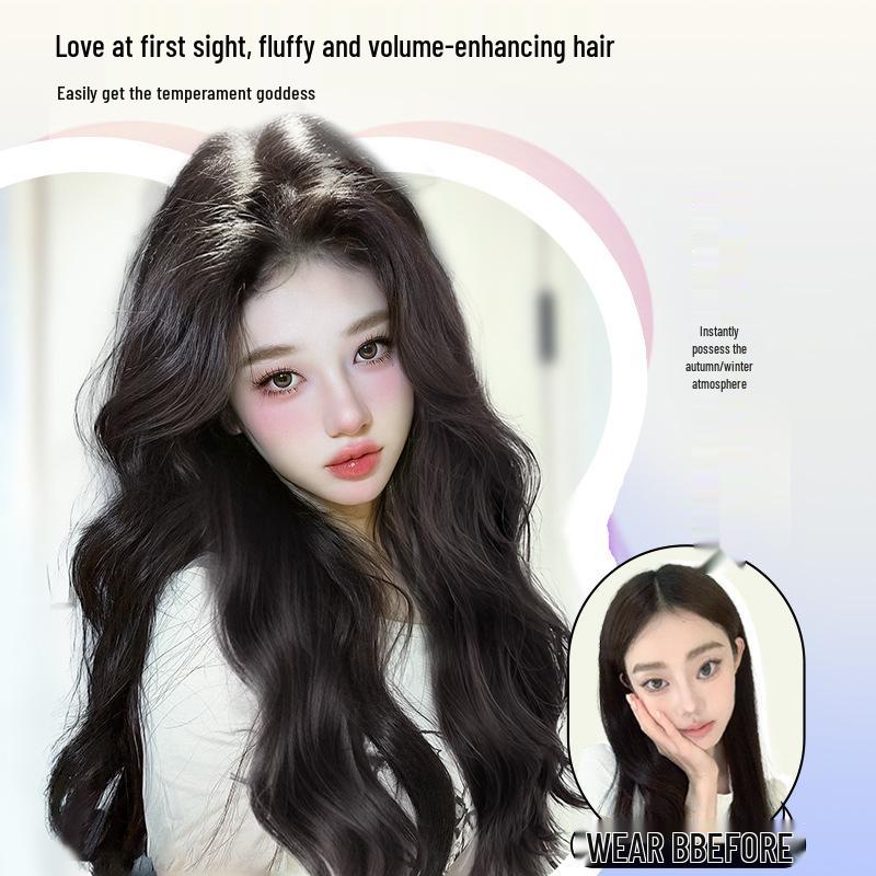 Women's Long Wavy Wig - Natural Fall/Winter Look, Middle Part, Full Coverage
