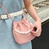 Soild Color Drawstring Bucket Bag Single Shoulder Chain Crossbody Bag  Ladies/Girls