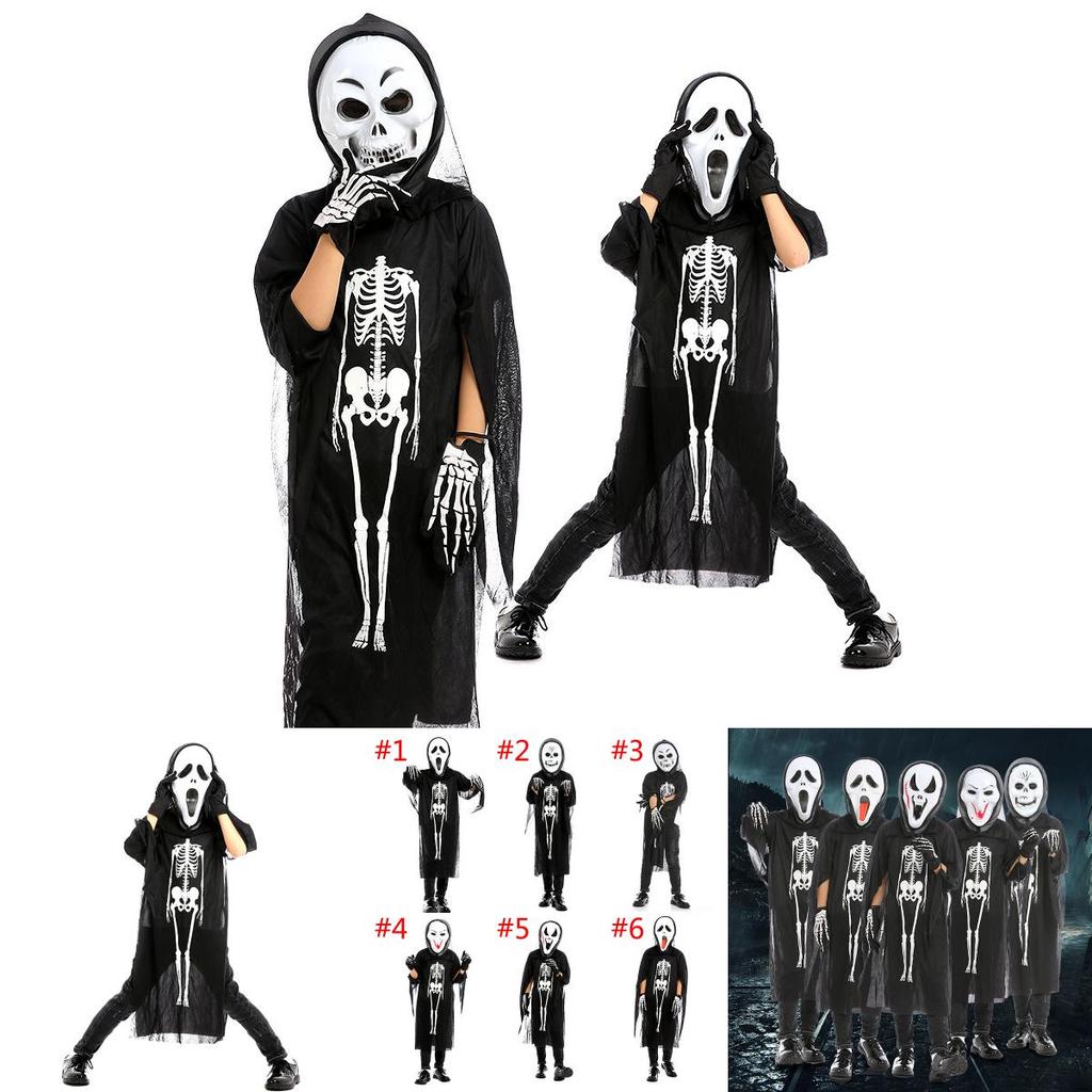 Premium Quality Cosplay Disfraces Adult Kids Halloween Costume With Skull Skeleton Design