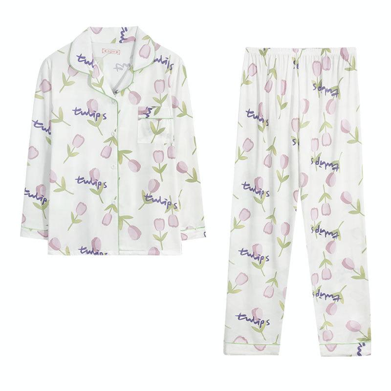 Pastoral spring and autumn new pajamas women's long-sleeved trousers women's high-end casual loungewear suit can be worn outside