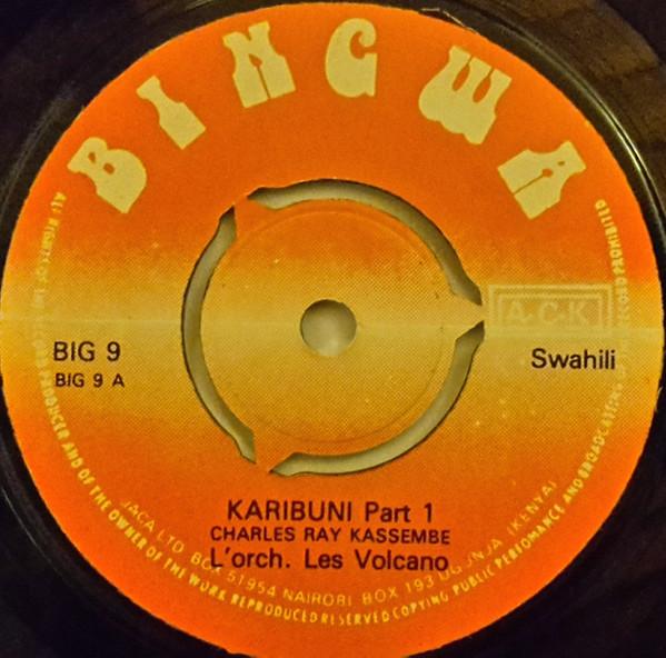 7inch Record LORCHESTRE LES VOLCANOS Karibuni BIG9 BINGWA Kenya World Music Used